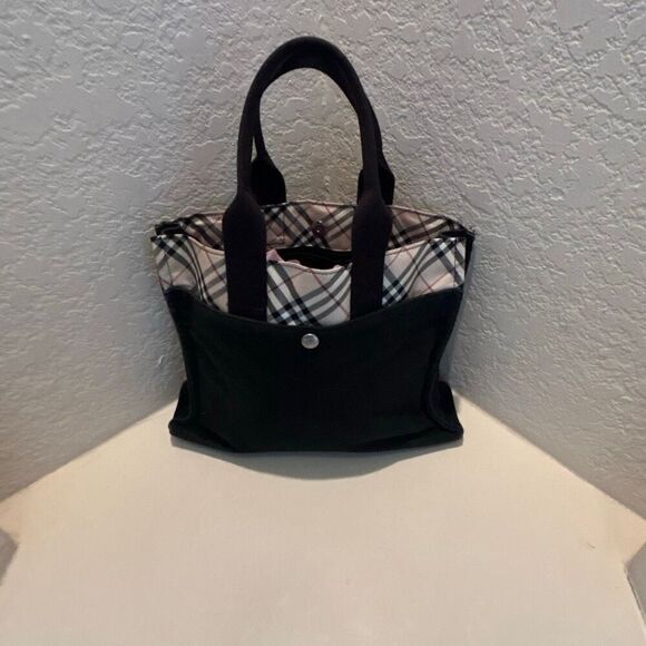 Burberry London Blue Label Nova Check Canvas Tote Black Tan Classic Print Preppy - Picture 2 of 12